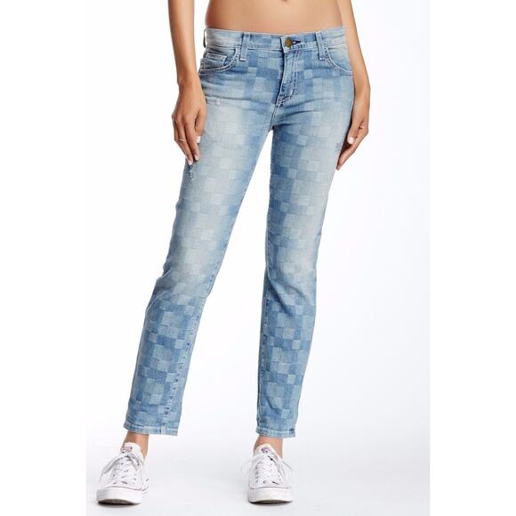 Current/Elliott Jeans Blue Distressed Checkered Grid Fling Slim Boyfriend 26 - Picture 1 of 14